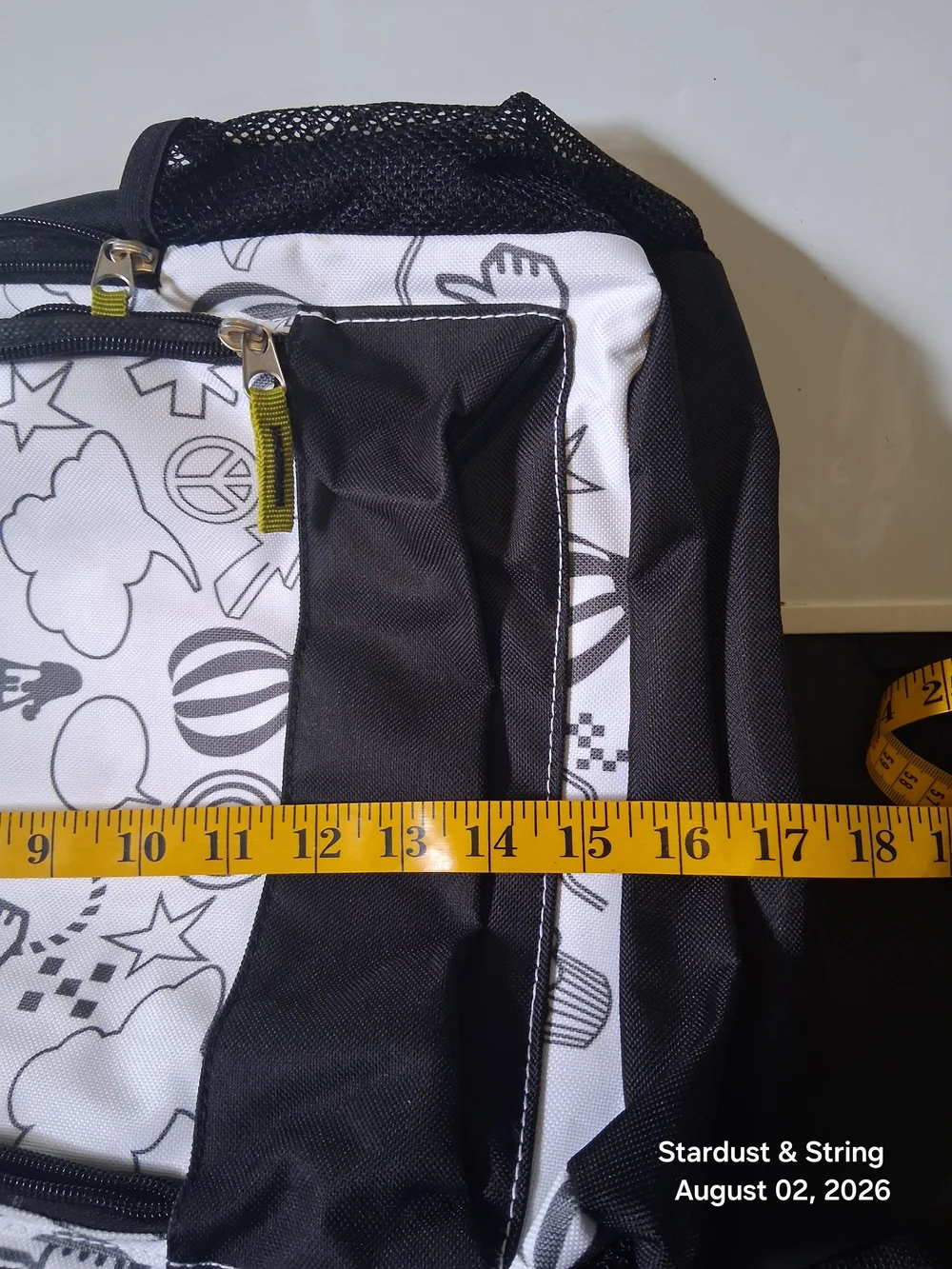 Black And White Doodle Print Backpack Graphic Sketch School Bag